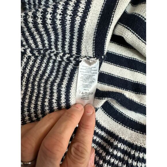 LOFT Outlet Women's Navy Blue & White Stripe Print Bell Sleeve Sweater Size XL - Picture 4 of 6